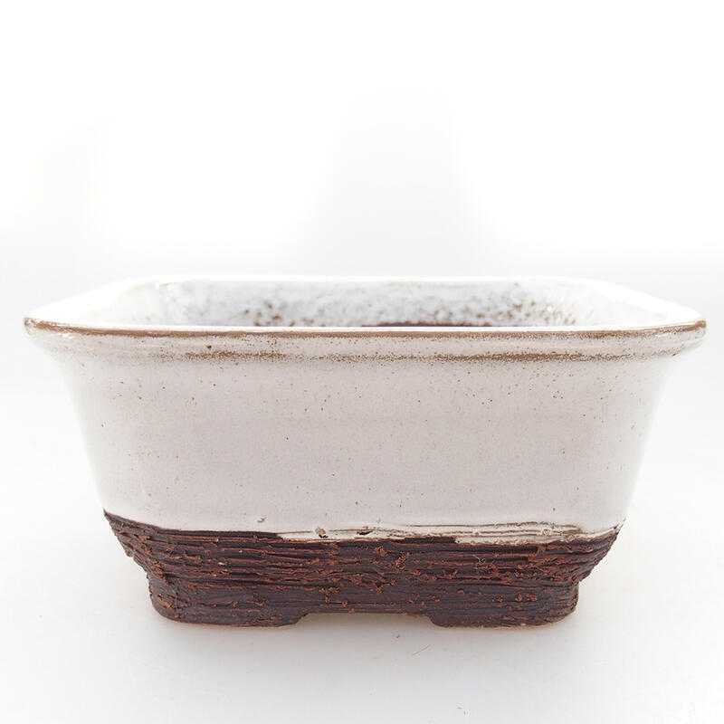 Bol à bonsaï en céramique 14 x 12,5 x 7 cm, couleur blanc