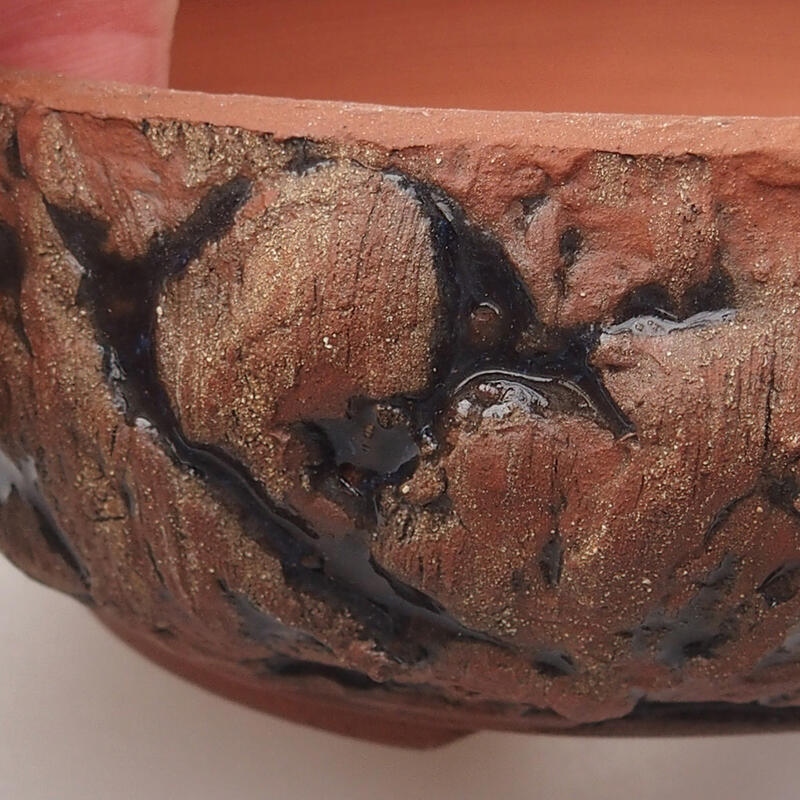 Bol à bonsaï en céramique 14 x 14 x 4,5 cm, brun