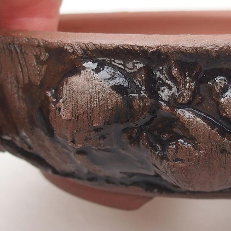 Bol à bonsaï en céramique 14 x 14 x 4 cm, brun