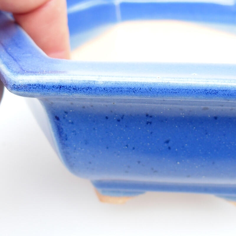 Bol à bonsaï en céramique 15 x 14 x 5,5 cm, couleur bleu