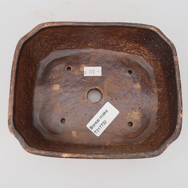 Bol à bonsaï en céramique 17,5 x 14,5 x 5,5 cm, brun