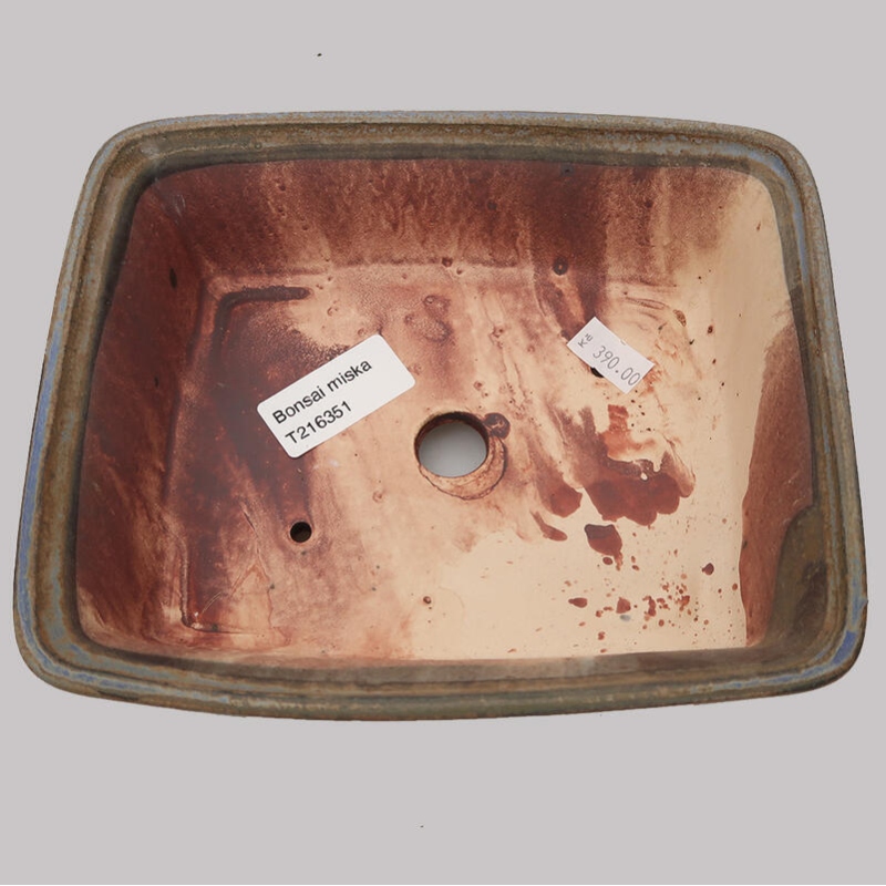 Bol à bonsaï en céramique 17,5 x 14 x 5,5 cm, couleur bleu