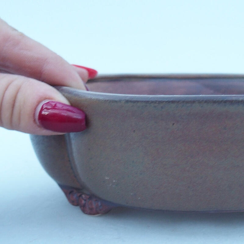 Bol à bonsaï en céramique 17,5 x 15 x 5,5 cm, brun