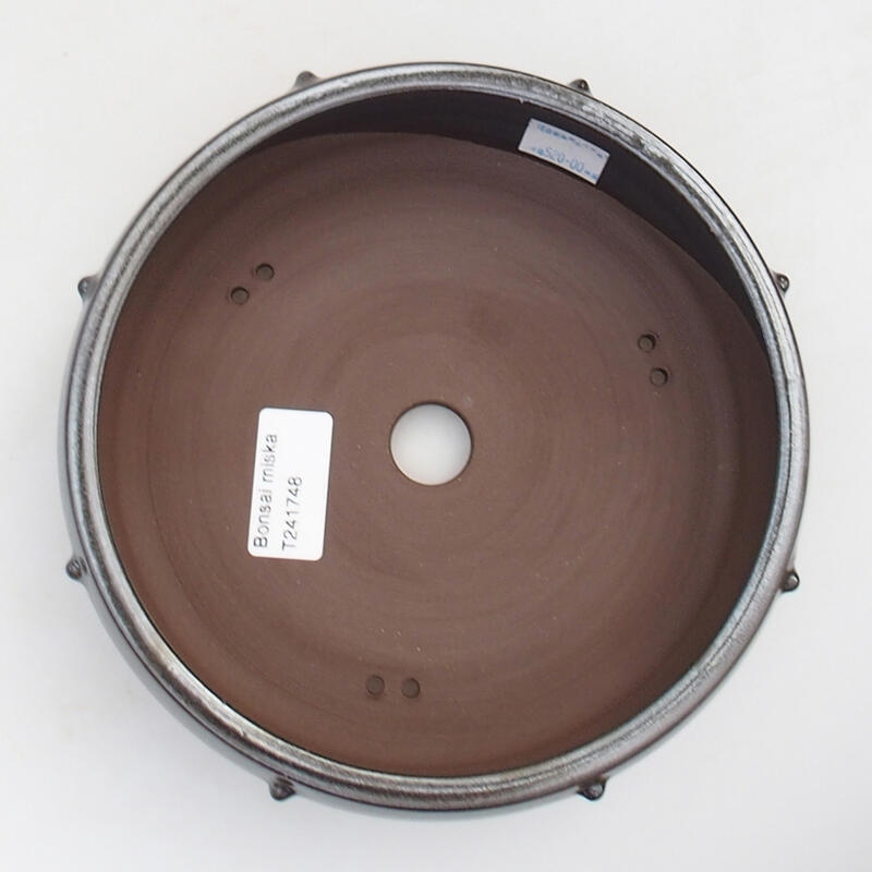 Bol à bonsaï en céramique 17,5 x 17,5 x 6 cm, couleur métal