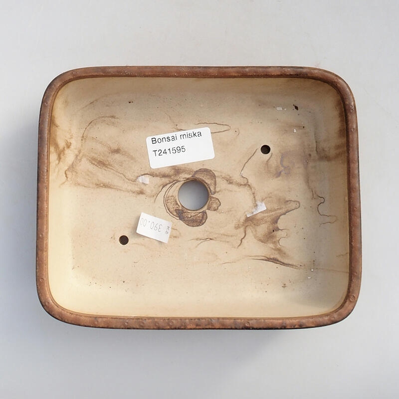 Bol à bonsaï en céramique 17 x 14 x 4,5 cm, brun