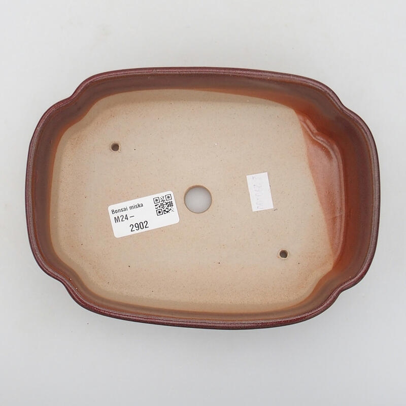Bol à bonsaï en céramique 18,5 x 13,5 x 5 cm, brun