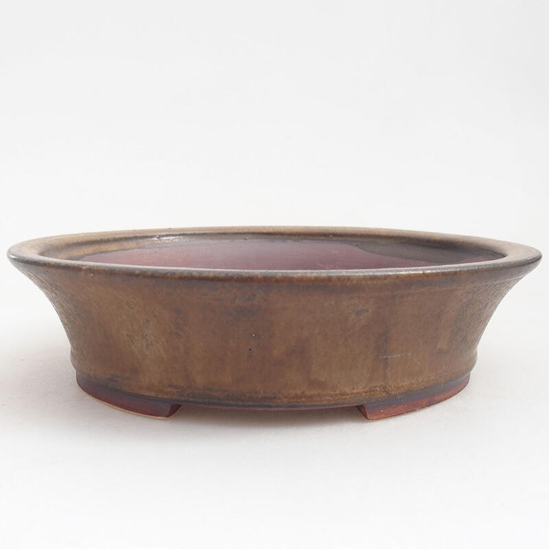 Bol à bonsaï en céramique 18,5 x 17 x 4,5 cm, brun