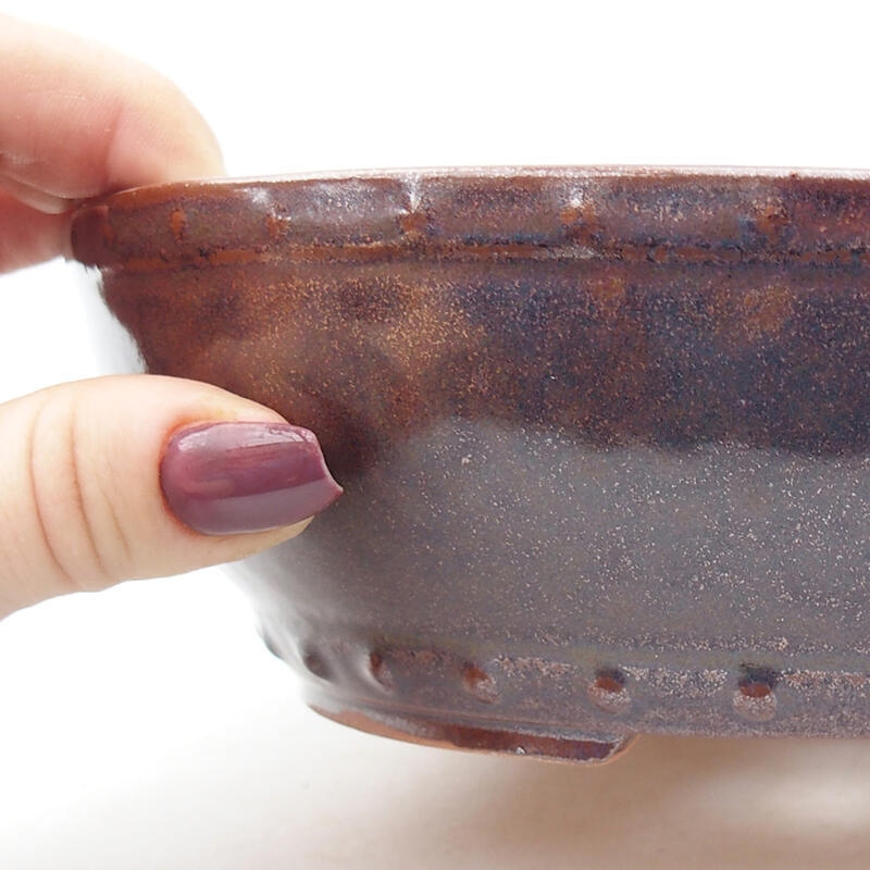 Bol à bonsaï en céramique 18 x 18 x 5,5 cm, brun