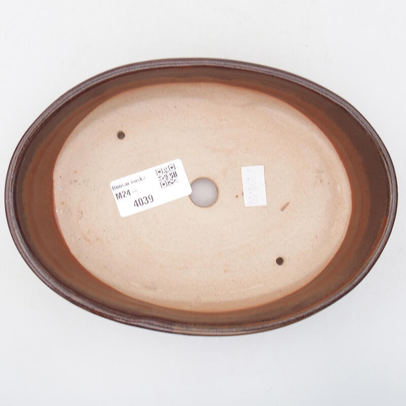 Bol à bonsaï en céramique 19 x 13,5 x 4,5 cm, brun