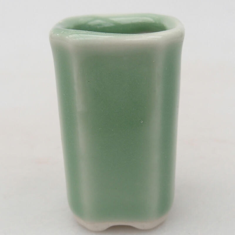 Pot à bonsaï en céramique 2,5 x 2,5 x 4,5 cm, couleur verte