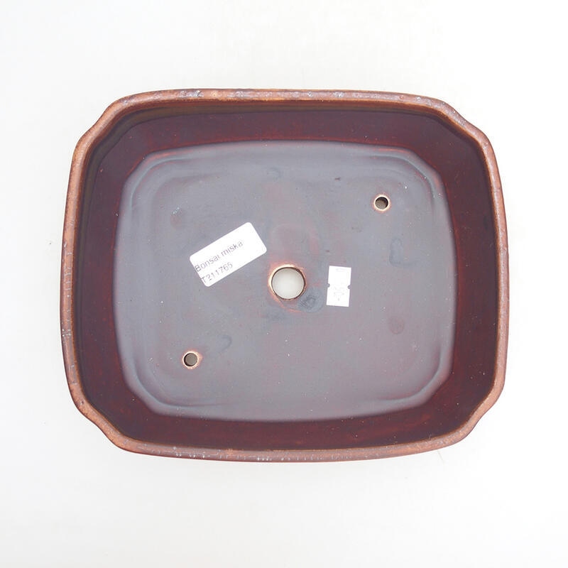 Bol à bonsaï en céramique 20,5 x 17,5 x 6 cm, brun