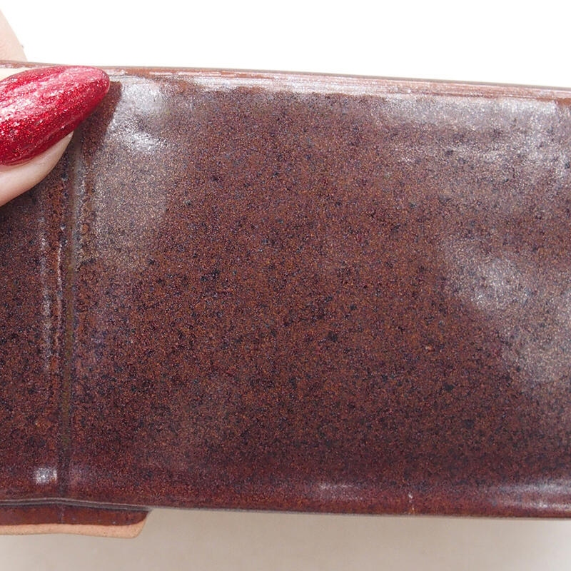 Bol à bonsaï en céramique 20,5 x 17,5 x 7 cm, brun