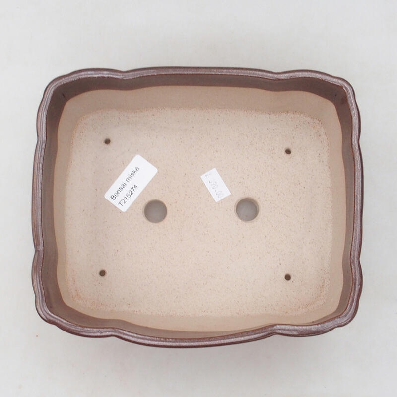 Bol à bonsaï en céramique 20,5 x 17,5 x 7 cm, brun
