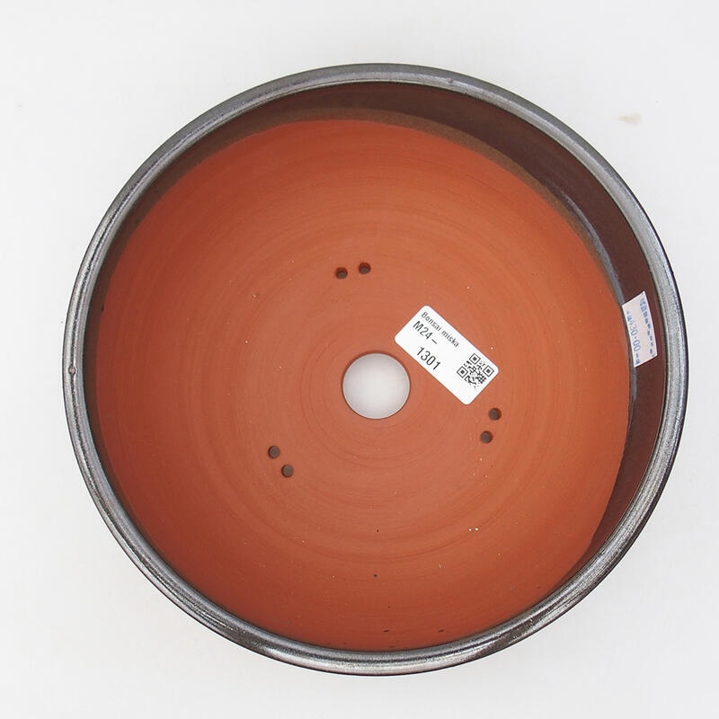 Bol à bonsaï en céramique 20,5 x 20,5 x 6,5 cm, couleur métal