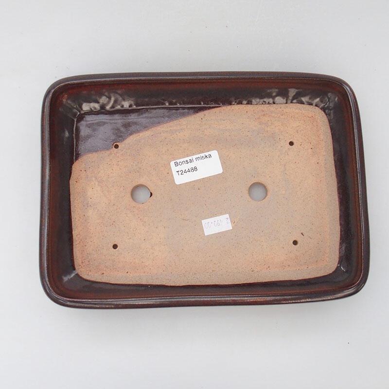 Bol à bonsaï en céramique 23,5 x 17 x 4 cm, brun
