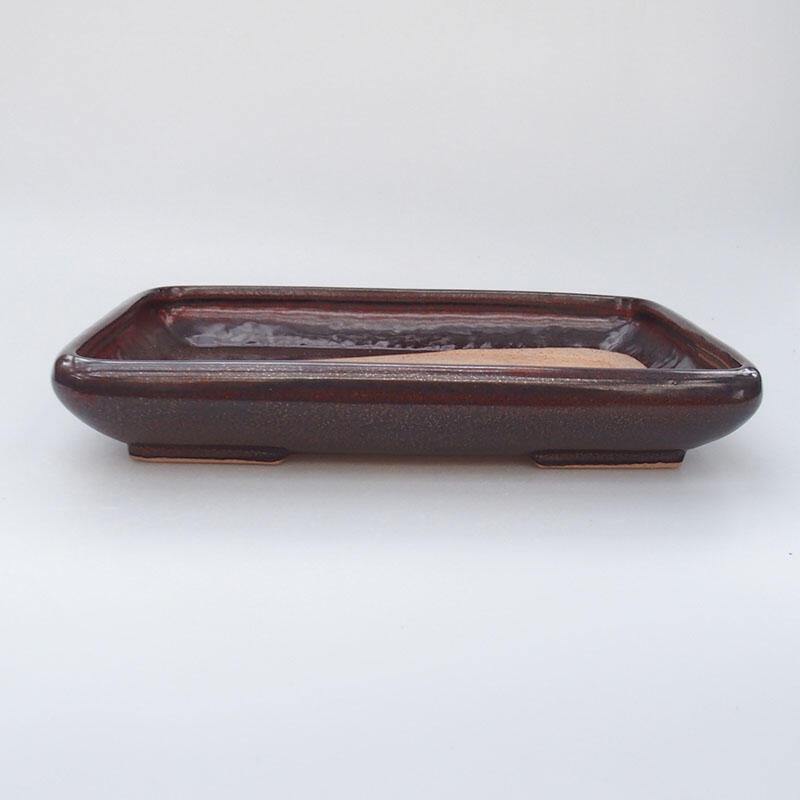 Bol à bonsaï en céramique 23,5 x 17 x 4 cm, brun