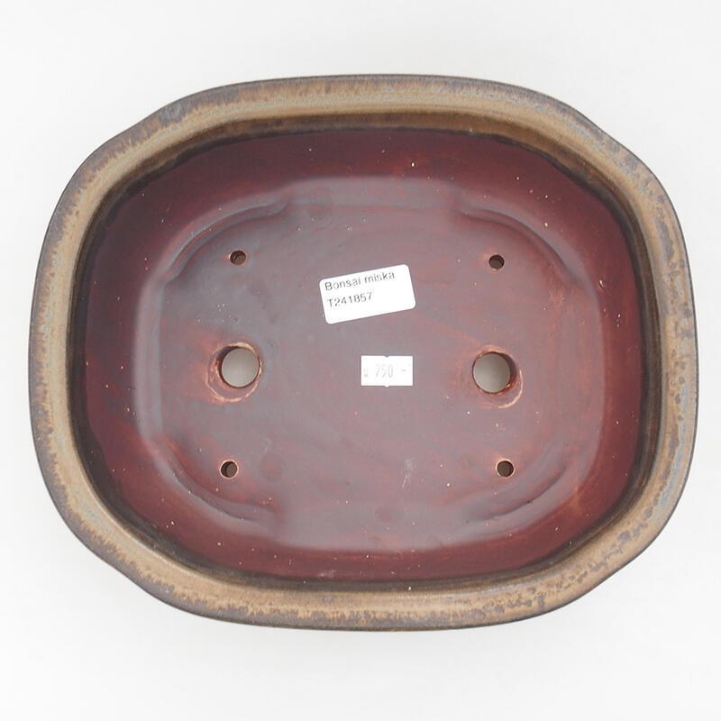 Bol à bonsaï en céramique 25,5 x 22 x 7,5 cm, brun