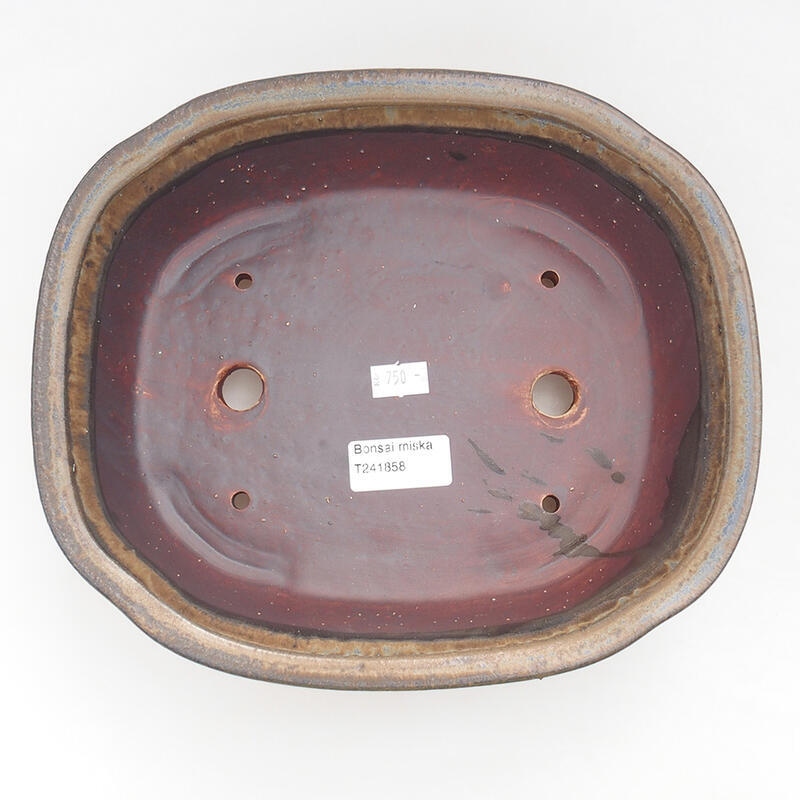 Bol à bonsaï en céramique 25,5 x 22 x 7,5 cm, brun