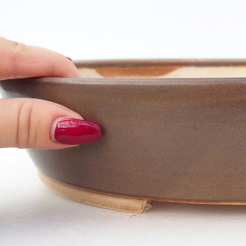 Bol à bonsaï en céramique 28 x 25 x 6 cm, brun