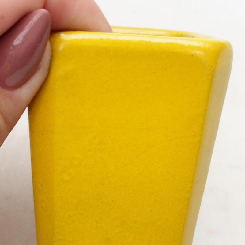Bol à bonsaï en céramique 5,5 x 5,5 x 7 cm, jaune