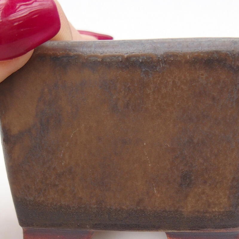 Bol à bonsaï en céramique 6,5 x 6,5 x 4,5 cm, brun