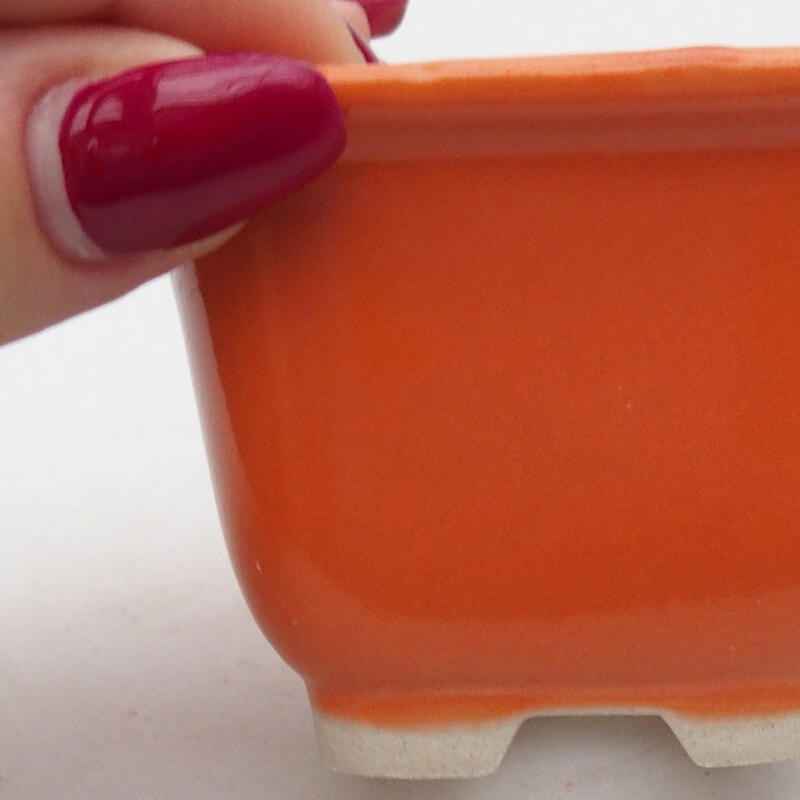 Bol à bonsaï en céramique 6,5 x 6,5 x 4,5 cm, orange