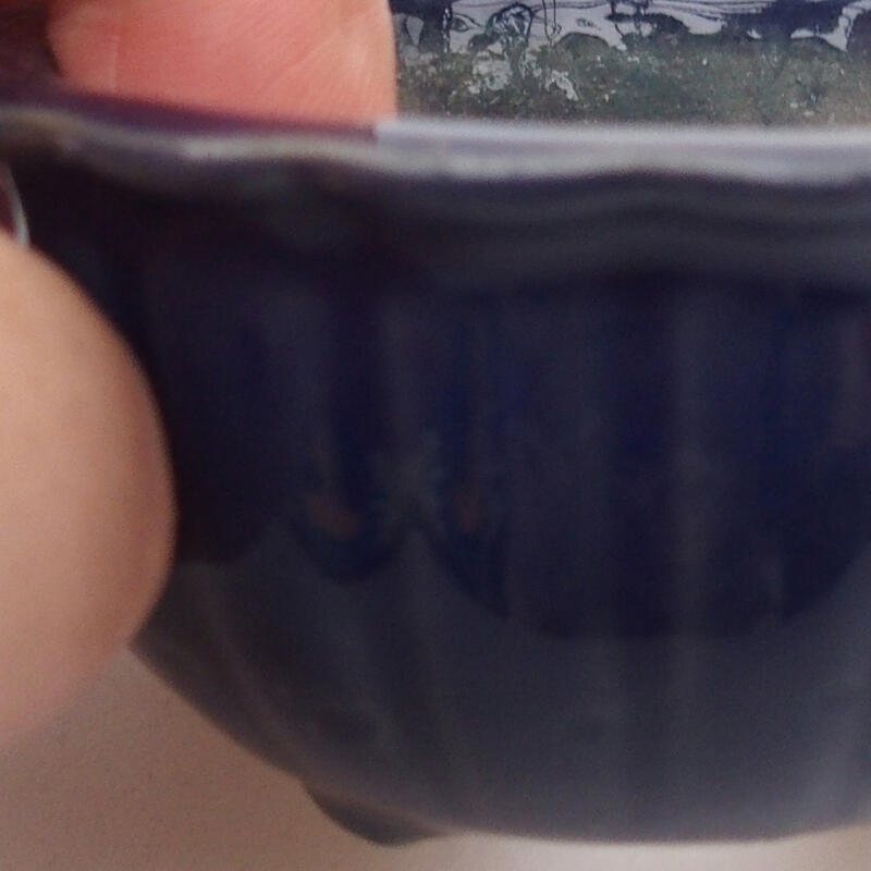 Bol à bonsaï en céramique 6 x 6 x 3,5 cm, couleur bleu