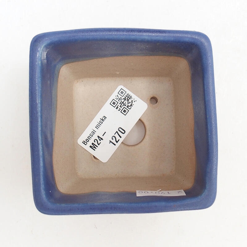 Bol à bonsaï en céramique 7,5 x 7,5 x 7 cm, couleur bleu