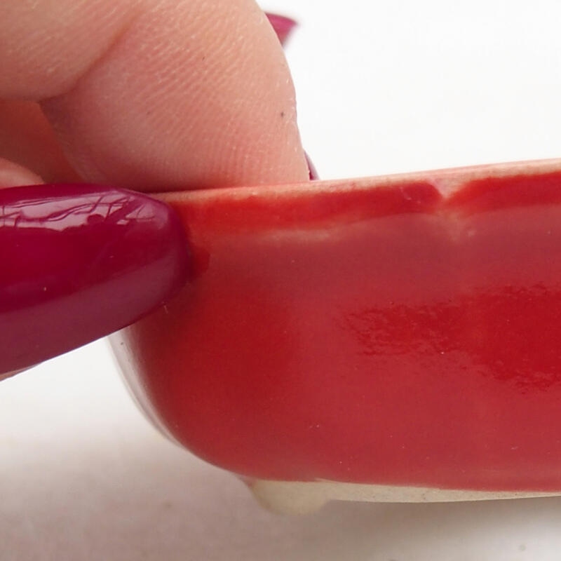 Bol à bonsaï en céramique 7 x 7 x 2,5 cm, couleur rouge