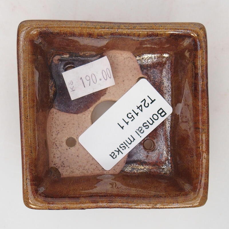 Bol à bonsaï en céramique 7 x 7 x 3 cm, brun