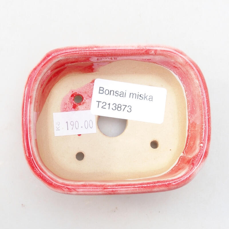 Bol à bonsaï en céramique 8,5 x 7 x 3,5 cm, rouge et blanc