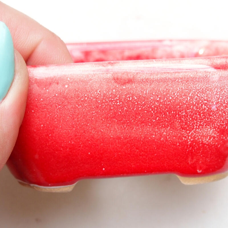 Bol à bonsaï en céramique 8,5 x 7 x 3,5 cm, rouge et blanc