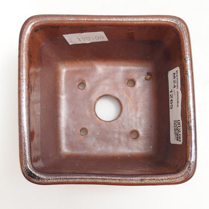 Bol à bonsaï en céramique 8,5 x 8,5 x 5,5 cm, brun