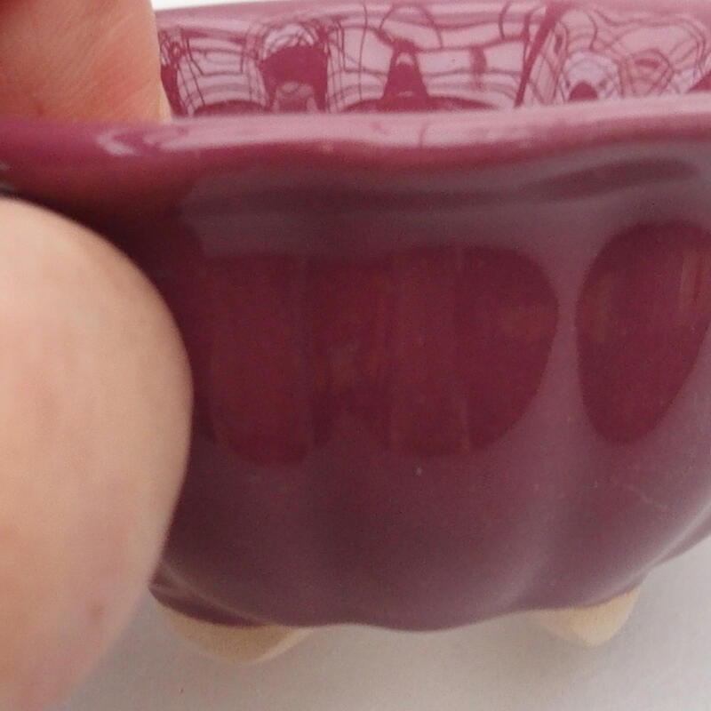 Bol à bonsaï en céramique 8 x 8 x 4 cm, couleur violet