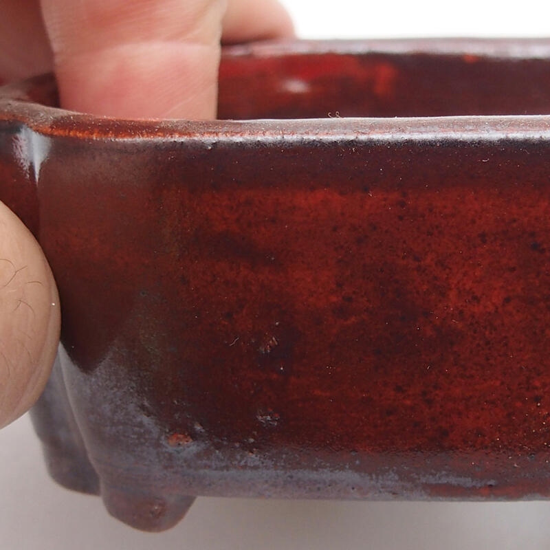Bol à bonsaï en céramique 9,5 x 7,5 x 3,5 cm, couleur rouge