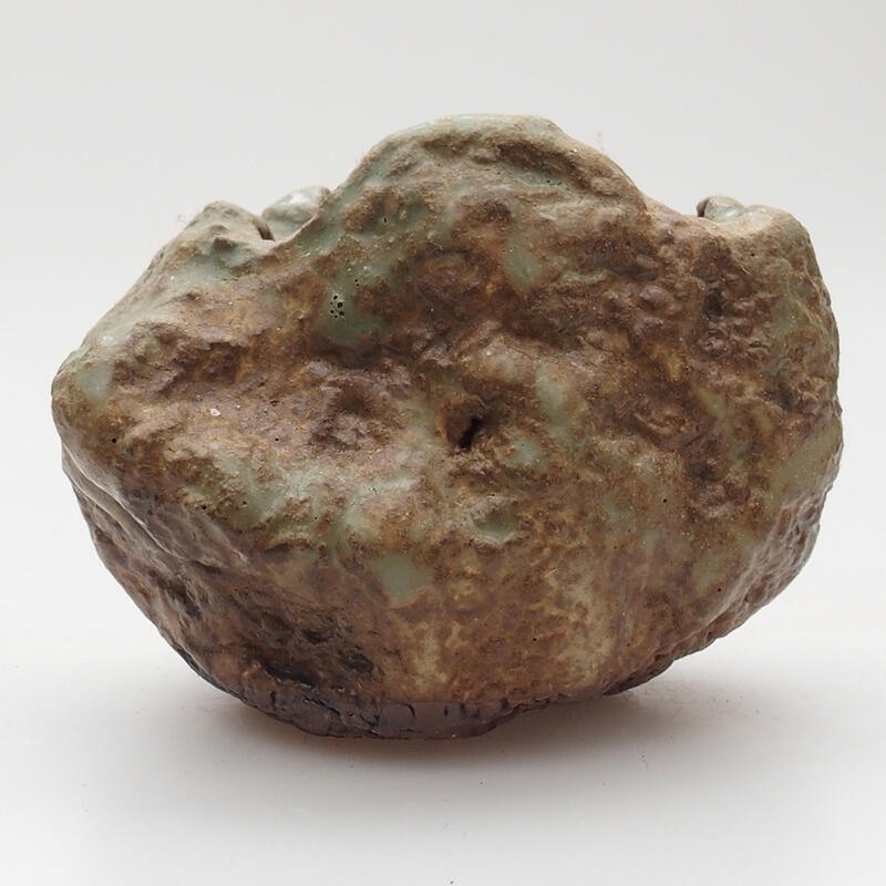 Coquille en céramique 4 x 5 x 4,5 cm , couleur vert-brun