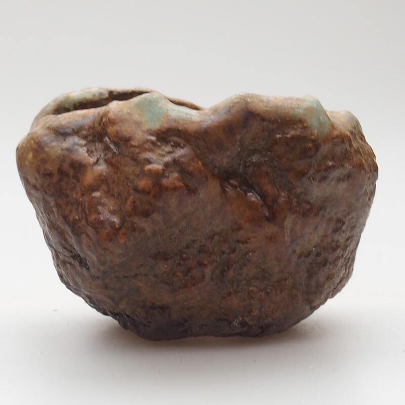 Coquille en céramique 6 x 5 x 5,5 cm , couleur vert-brun