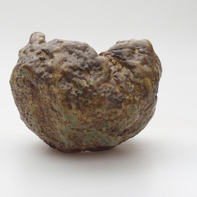 Coquille en céramique 6 x 5 x 6 cm , couleur vert-brun