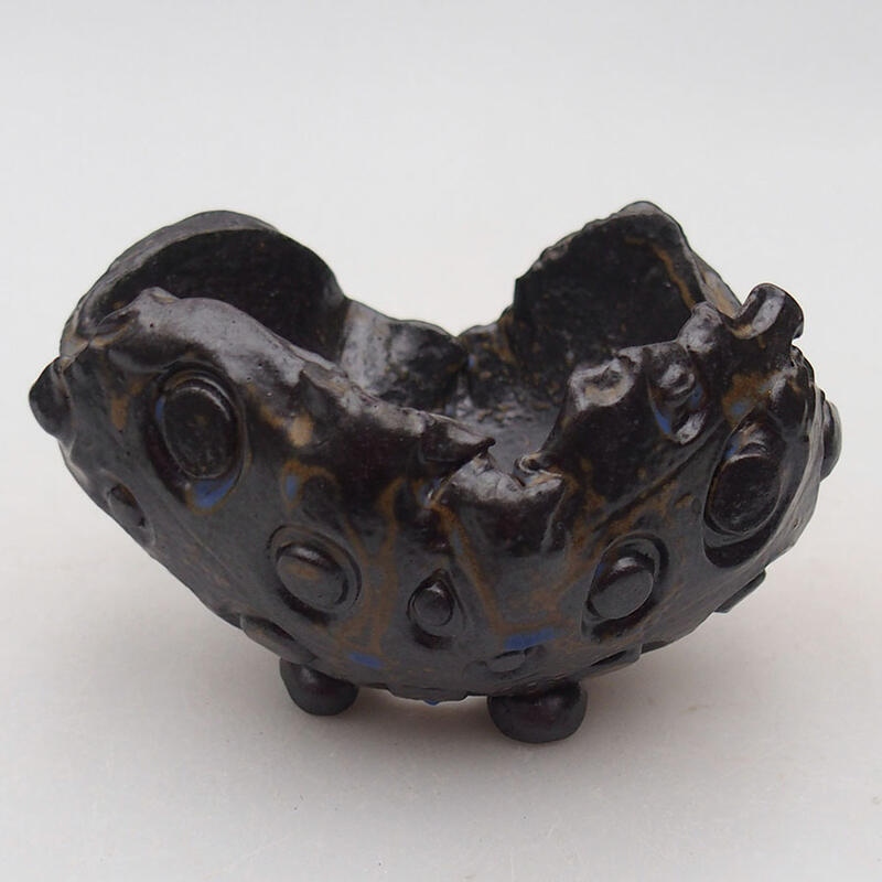 Coquille en céramique 9,5 x 9 x 6 cm , couleur brun-bleu