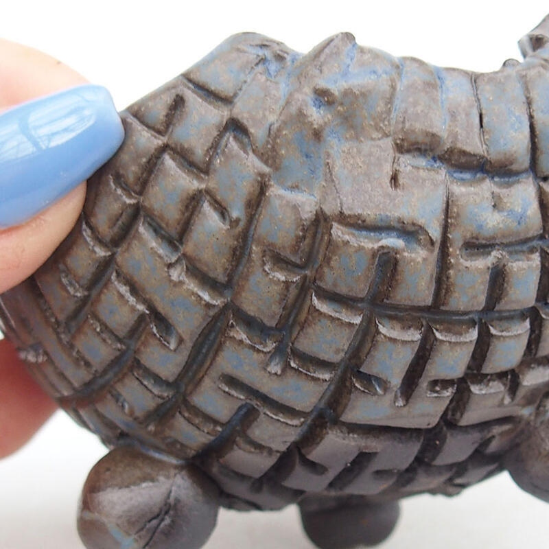 Coquille en céramique 9 x 9 x 6 cm , couleur brun-bleu