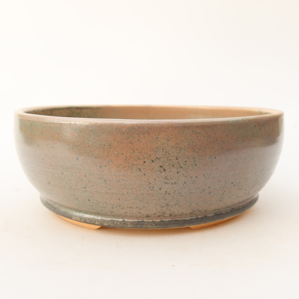 Pot à bonsaï en céramique 18 x 18 x 6,5 cm, couleur beige