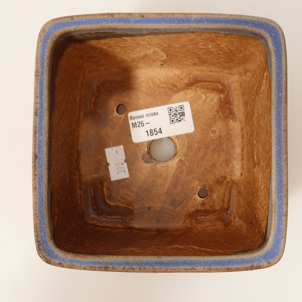 Pot à bonsaï en céramique 13 x 13 x 8 cm, couleur bleue