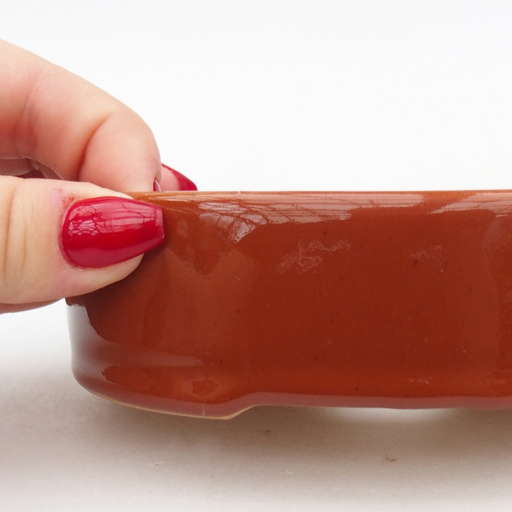 Bol à bonsaï en céramique 12,5 x 10 x 3,5 cm, brun