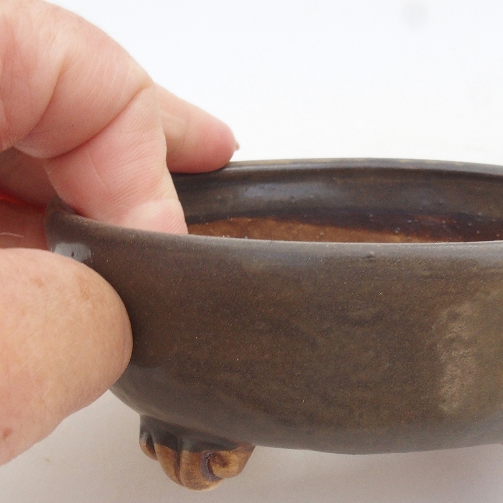 Bol à bonsaï en céramique 10 x 8,5 x 4 cm, brun