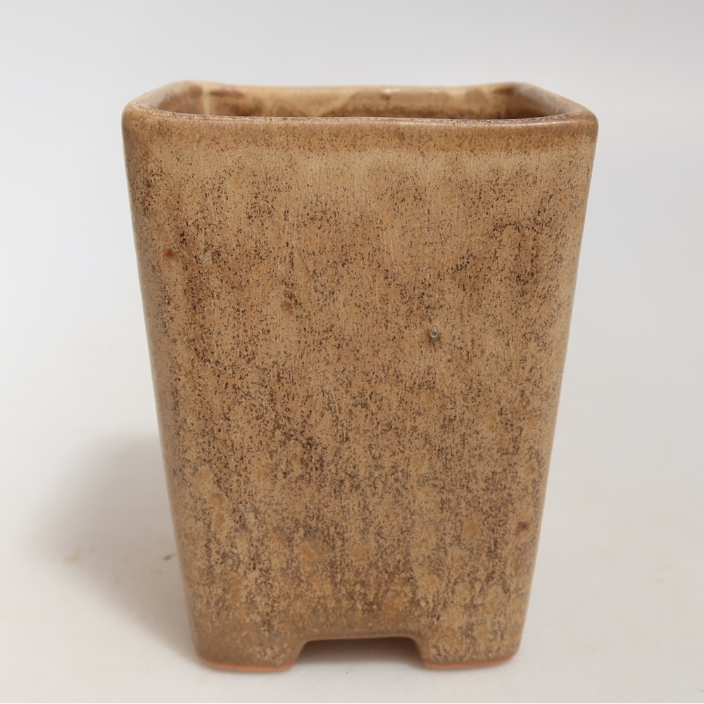 Pot à bonsaï en céramique 7,5 x 7,5 x 10,5 cm, couleur beige