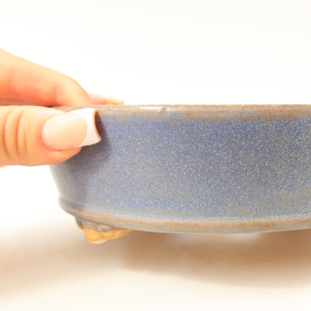 Pot à bonsaï en céramique 15,5 x 15,5 x 5 cm, couleur bleue