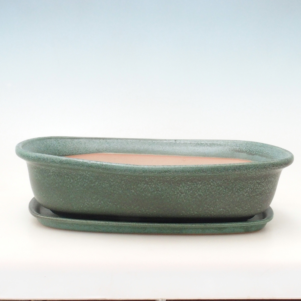 Bol bonsaï + soucoupe H10 - 37 x 28 x 9 cm - vert