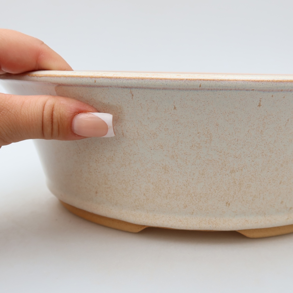 Pot à bonsaï en céramique 27 x 27 x 8 cm, couleur beige