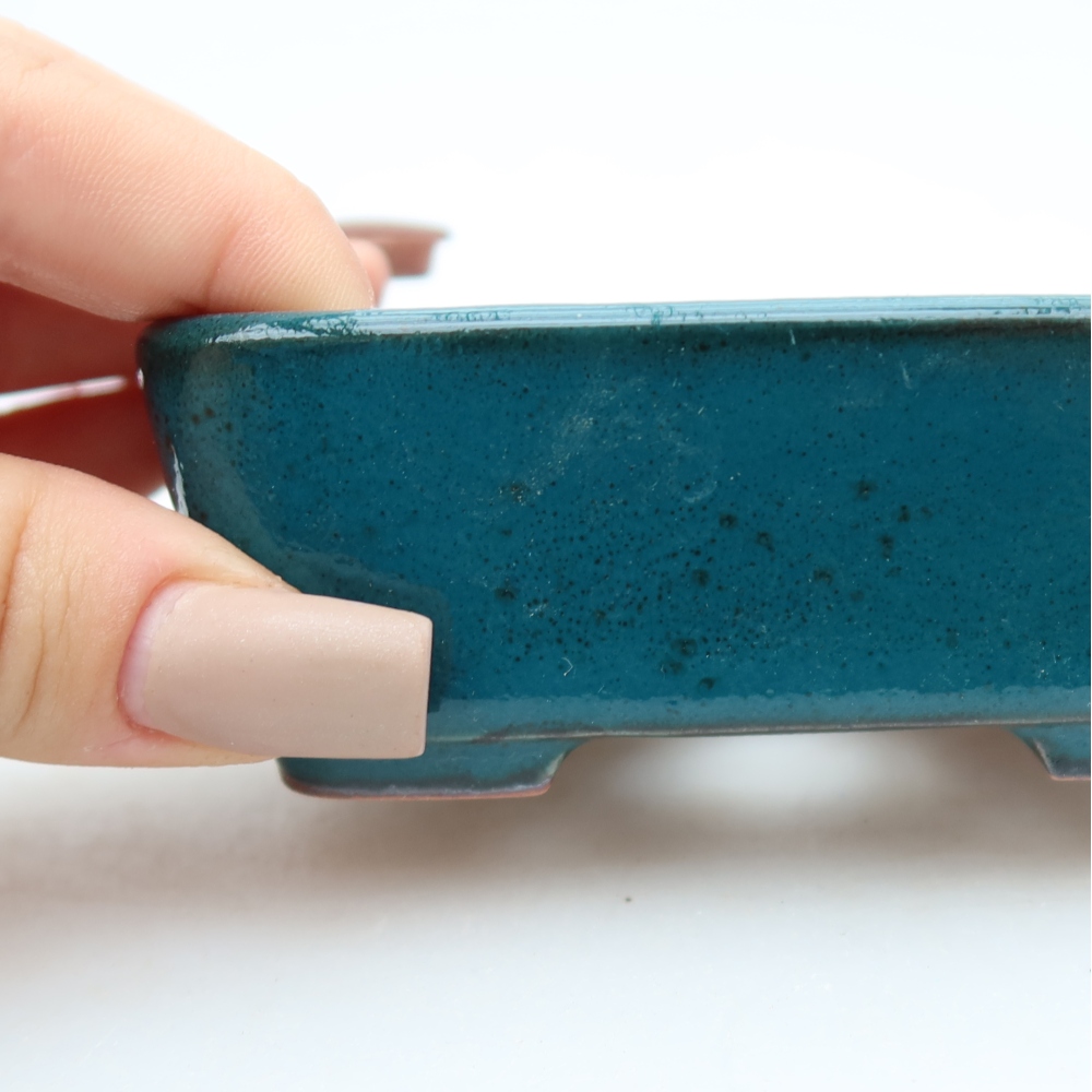 Pot à bonsaï en céramique 10 x 8 x 3,5 cm, couleur verte