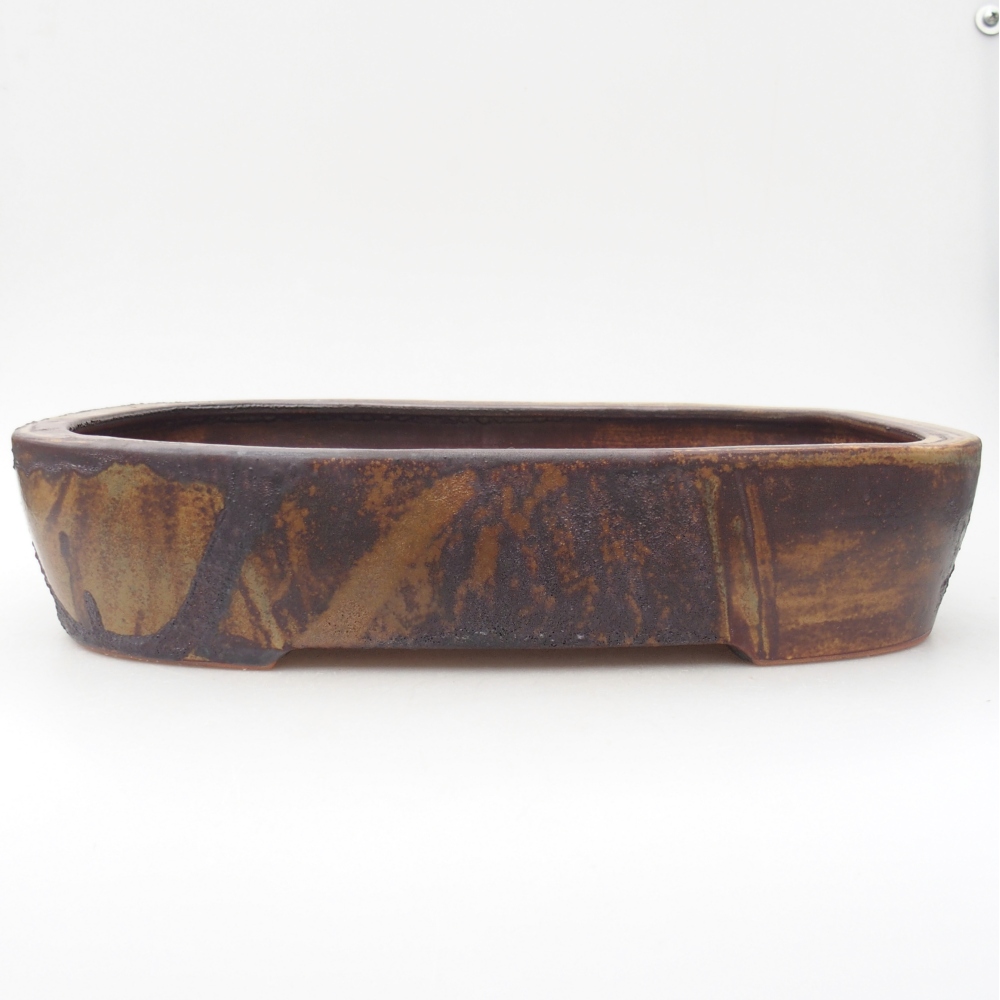 Bol à bonsaï en céramique 32 x 24,5 x 6,5 cm, couleur brun-vert